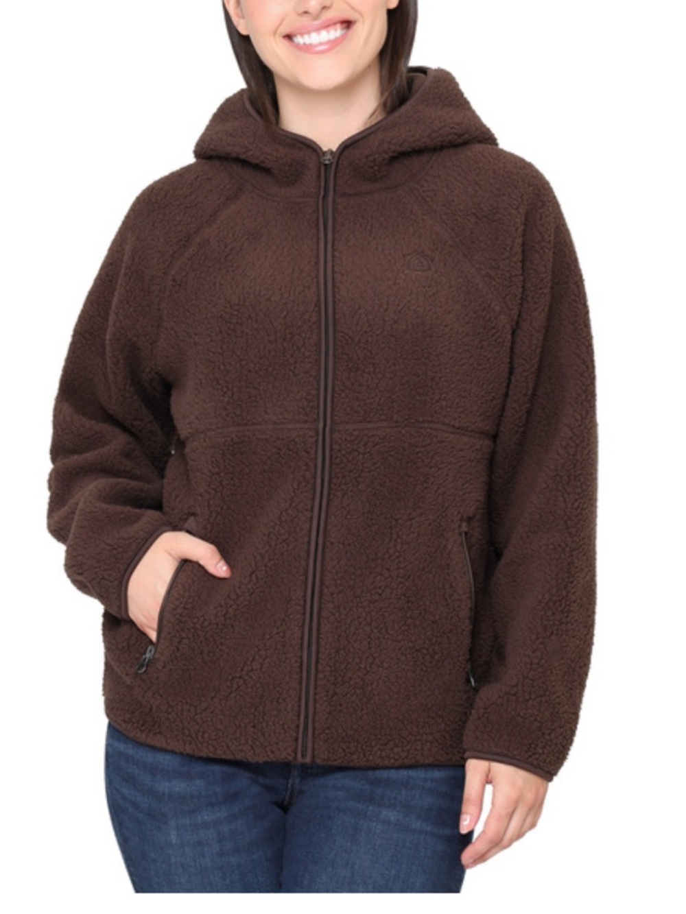 SIERRA DESIGNS Fleece Zip Hoodie Jacket Size XL Chocolate Brown Gorpcore Outdoor